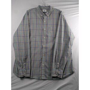 Old Navy Mens Slim Fit Gray Plaid Button-Down Shirt X-Large Long Sleeve Cotton
